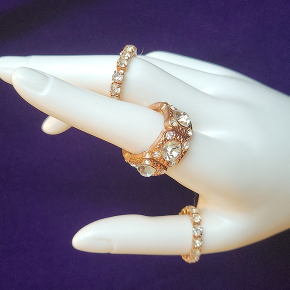 Rose Gold Tone 3 Pc Stretch Ring - Picture 12 of 16